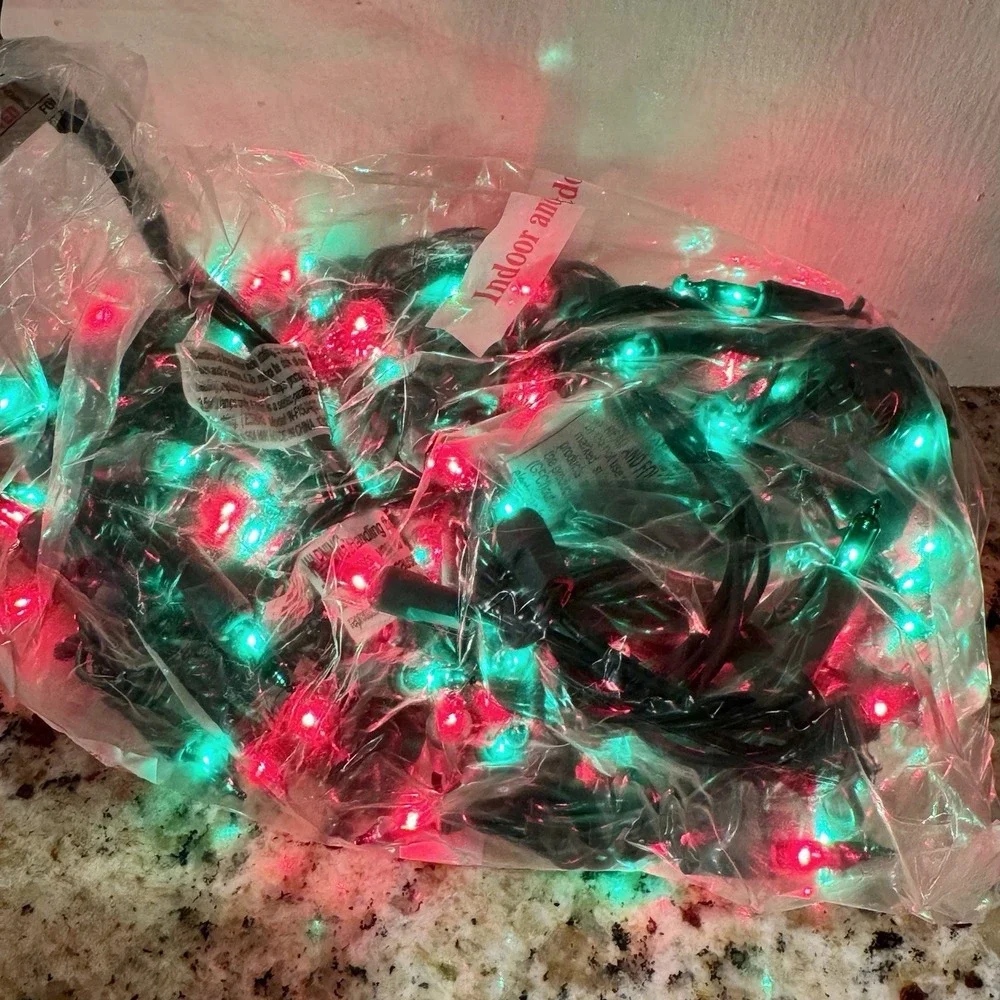 Vintage‎ Color Changing Christmas Lights Mini (2) 150ct Red Green Tested